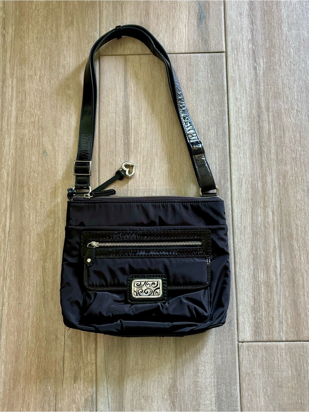 Brighton Black Crossbody with Silver Accents